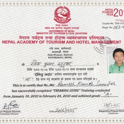 Ramesh Trekking Guide Certificate